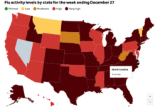 미국 독감 25년 만에 최악 수준, 노스캐롤라이나 Very high