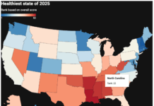 미국에서 가장 건강한 주는 어디일까? 노스캐롤라이나 건강 순위는?