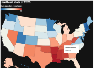 미국에서 가장 건강한 주는 어디일까? 노스캐롤라이나 건강 순위는?