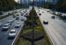 노스캐롤라이나 과속 단속 강화, 한인 운전자가 꼭 알아야 할 정보 a street filled with lots of traffic next to tall buildings